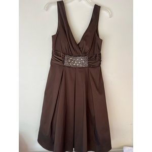 Brown satin cocktail dress